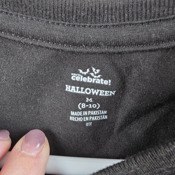 Way To Celebrate Halloween Cat Face T-Shirt Medium Black Polyester Cotton M - Picture 3 of 6